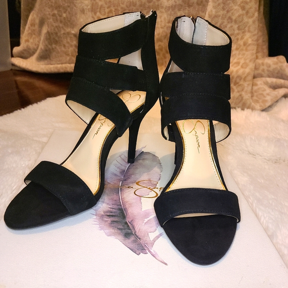 JESSICA SIMPSON Black Suede Marlen Heels